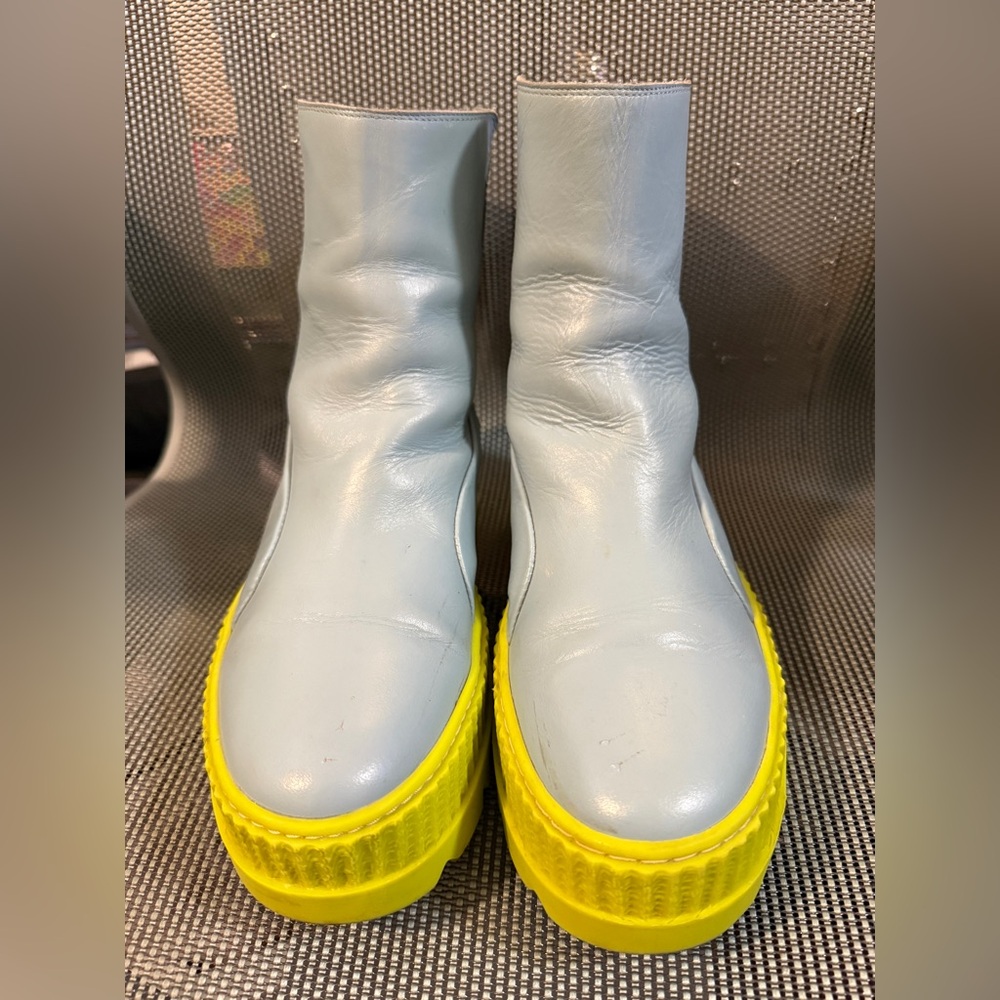 Fenty x Puma Leather Platform Chelsea Sneaker Boots Blue Neon Slip On - Picture 3 of 9